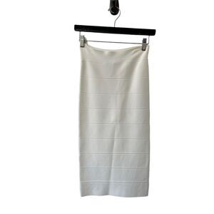 BCBGMAXAZRIA Alexa Bandage Skirt Stretch Ribbed Gardenia White Women's Size XS